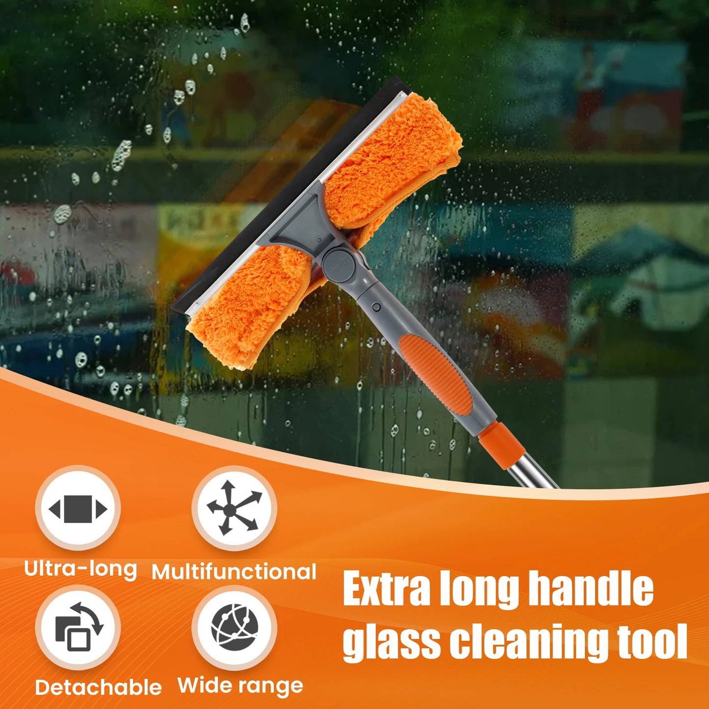 Extended Window Cleaning Kit - 2-in-1 Double-Sided Squeegee  Mop with 180 Swivel Tools - ZOOMNSTORE