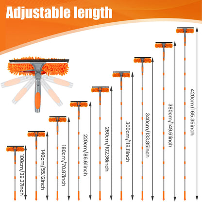 Extended Window Cleaning Kit - 2-in-1 Double-Sided Squeegee  Mop with 180 Swivel Tools - ZOOMNSTORE