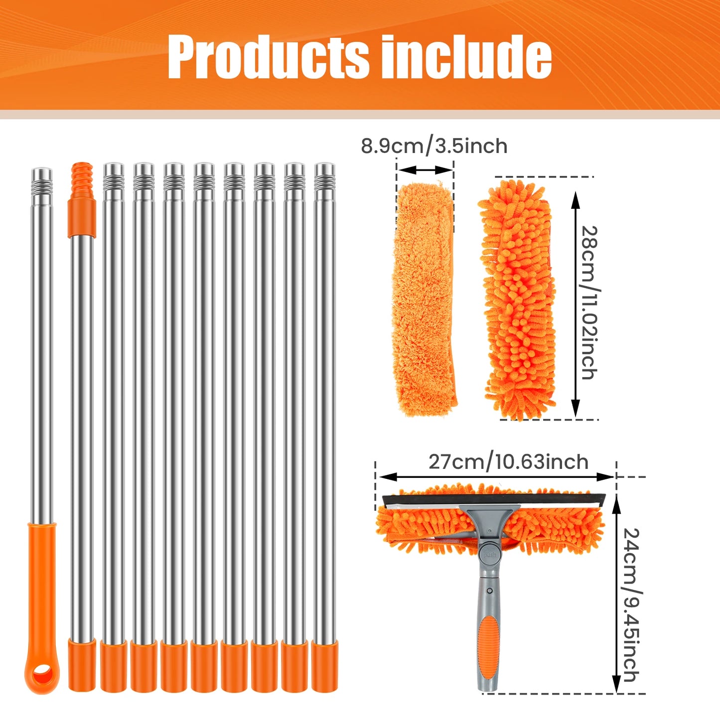 Extended Window Cleaning Kit - 2-in-1 Double-Sided Squeegee  Mop with 180 Swivel Tools - ZOOMNSTORE