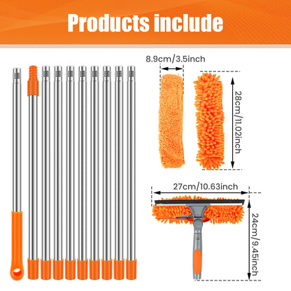 Extended Window Cleaning Kit - 2-in-1 Double-Sided Squeegee  Mop with 180 Swivel Tools - ZOOMNSTORE