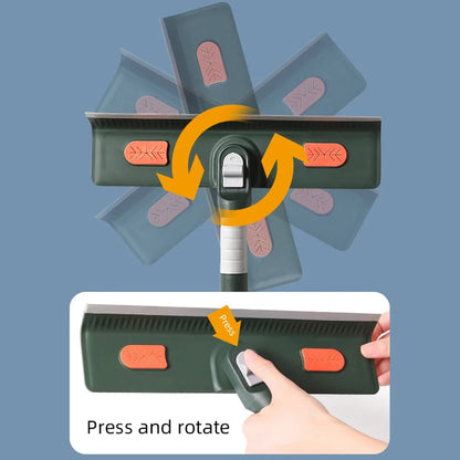 Extended Window Cleaning Tool - Glass Cleaner Mop with Silicone Scraper - ZOOMNSTORE