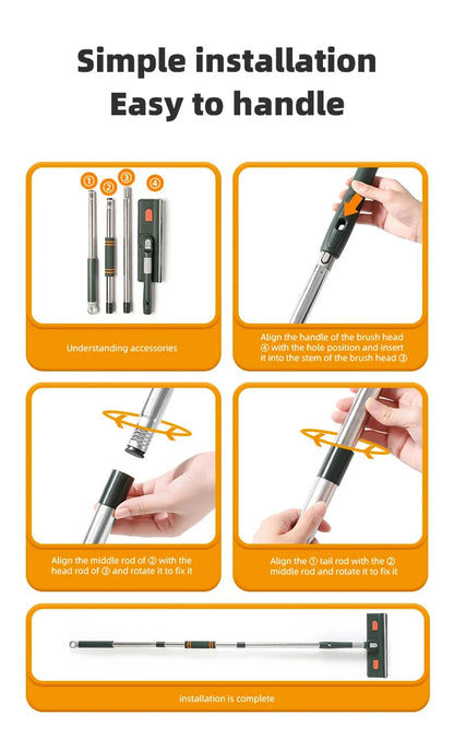 Extended Window Cleaning Tool - Glass Cleaner Mop with Silicone Scraper - ZOOMNSTORE