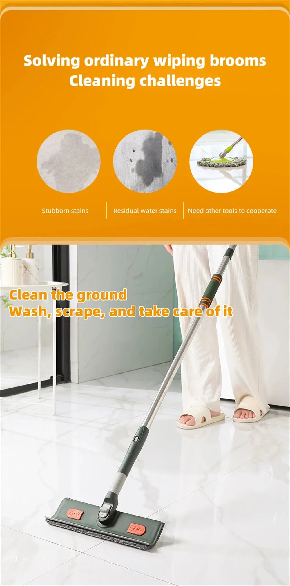 Extended Window Cleaning Tool - Glass Cleaner Mop with Silicone Scraper - ZOOMNSTORE