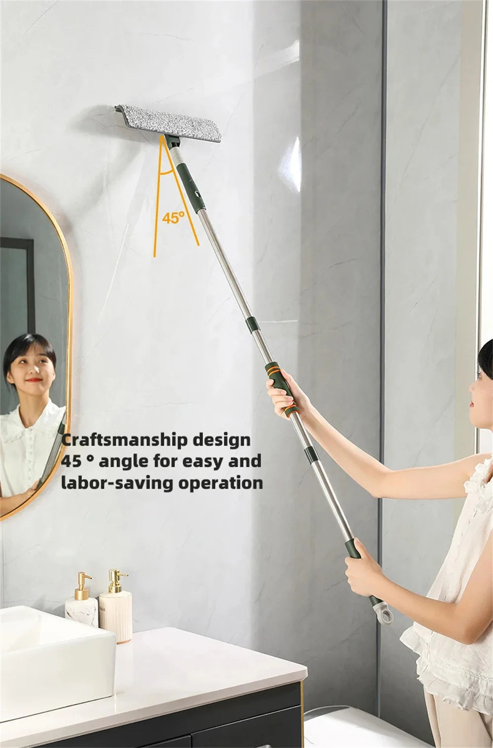 Extended Window Cleaning Tool - Glass Cleaner Mop with Silicone Scraper - ZOOMNSTORE