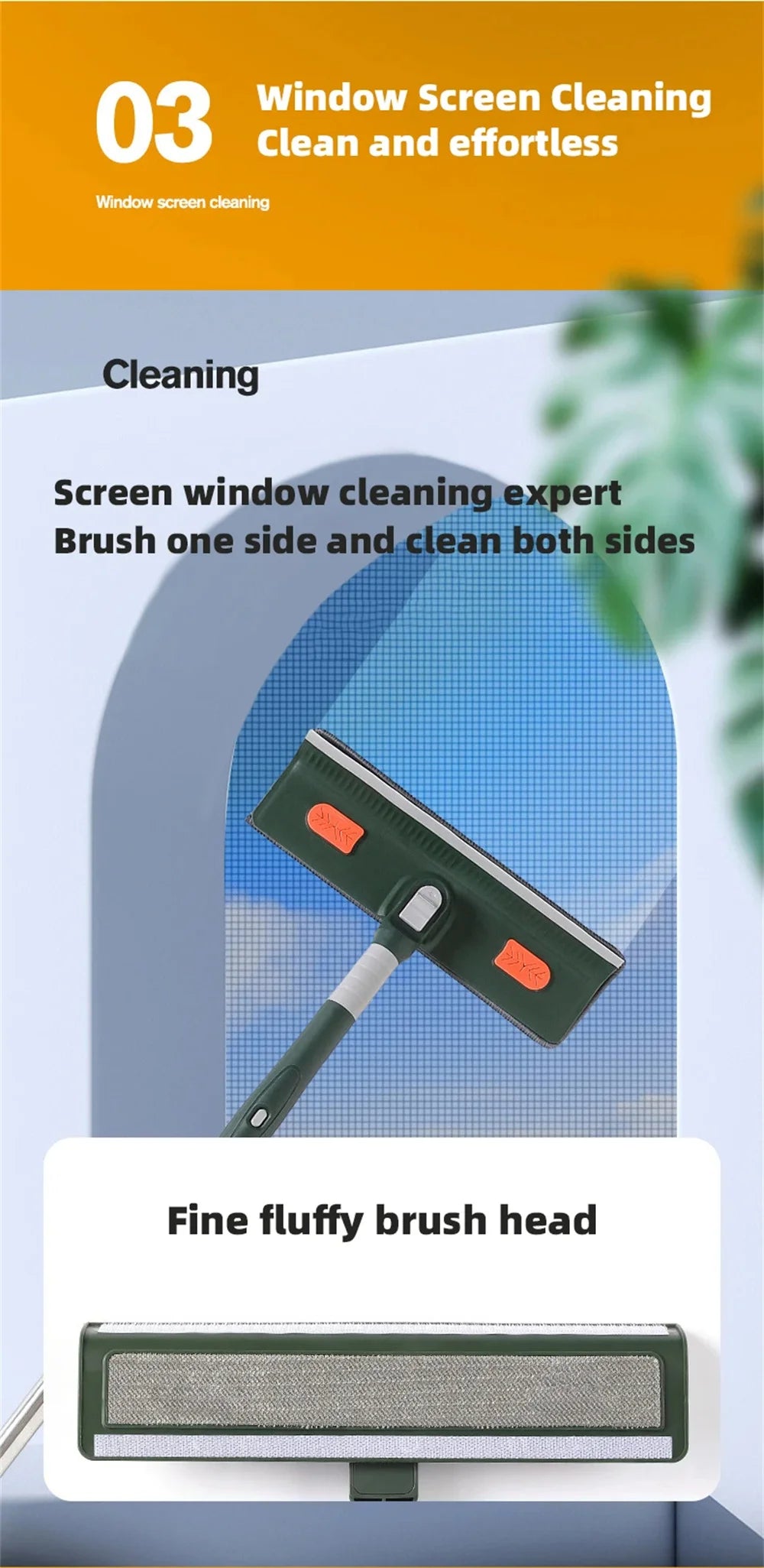 Extended Window Cleaning Tool - Glass Cleaner Mop with Silicone Scraper - ZOOMNSTORE