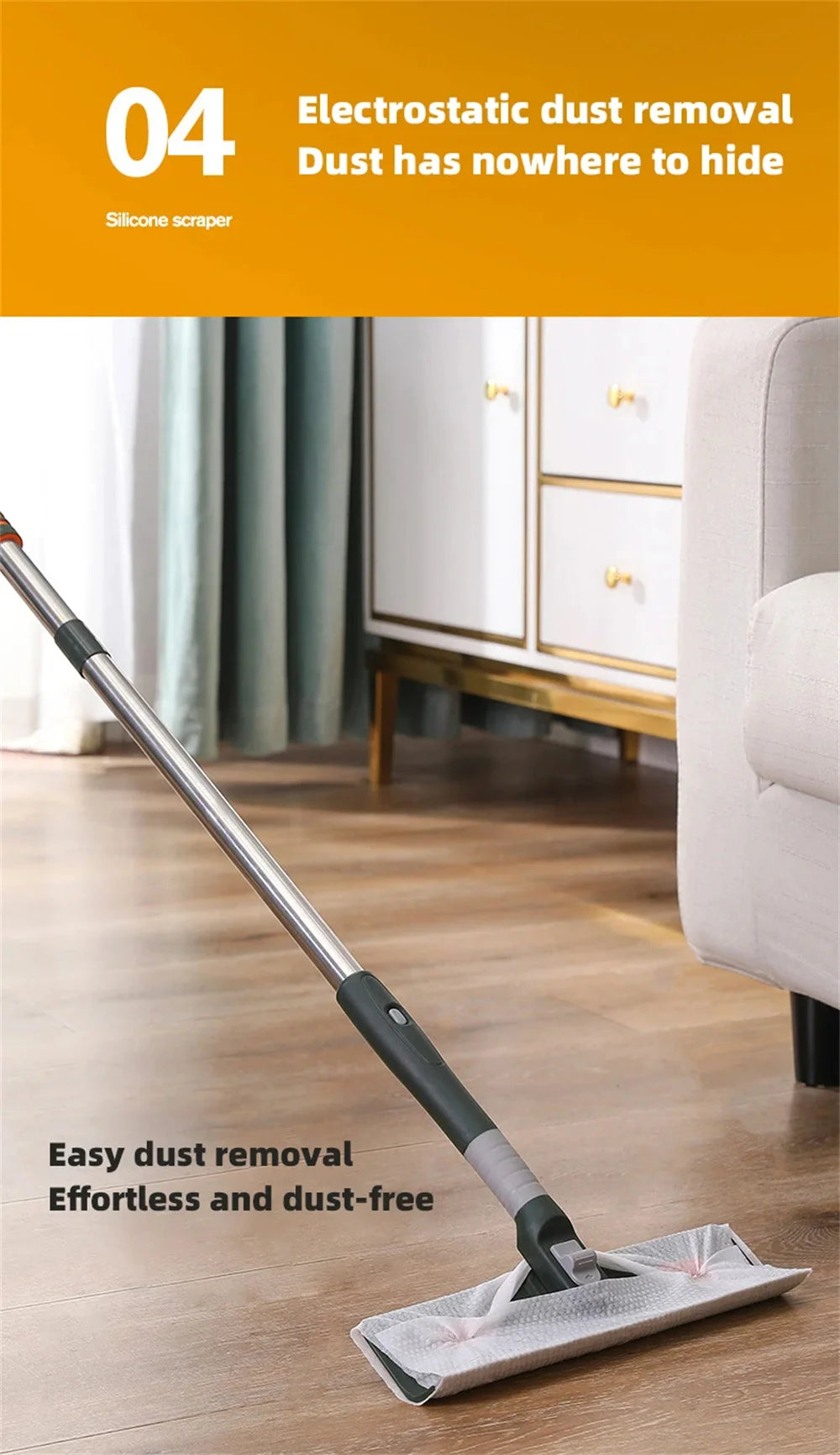 Extended Window Cleaning Tool - Glass Cleaner Mop with Silicone Scraper - ZOOMNSTORE