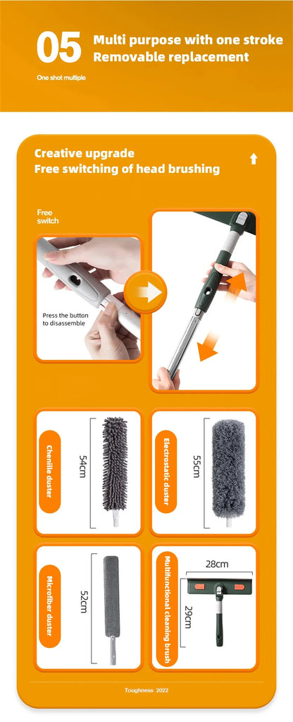 Extended Window Cleaning Tool - Glass Cleaner Mop with Silicone Scraper - ZOOMNSTORE