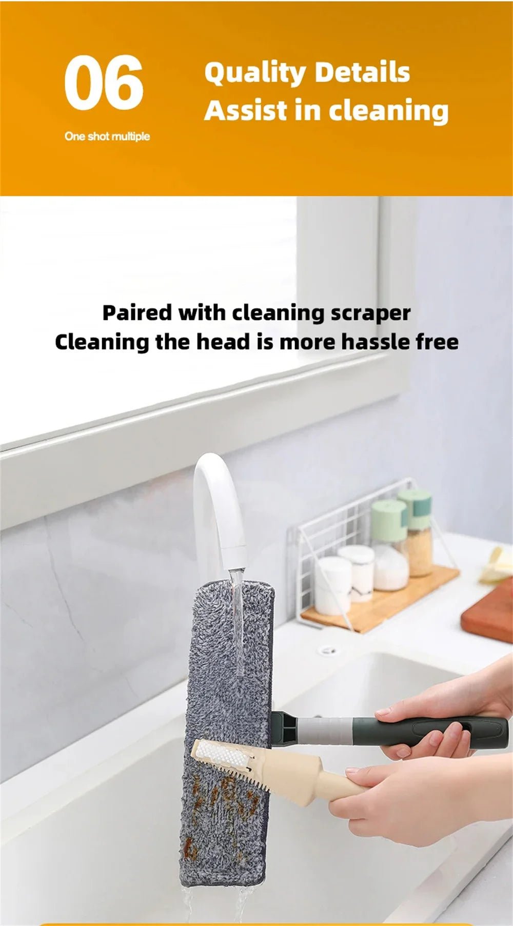 Extended Window Cleaning Tool - Glass Cleaner Mop with Silicone Scraper - ZOOMNSTORE