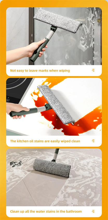 Extended Window Cleaning Tool - Glass Cleaner Mop with Silicone Scraper - ZOOMNSTORE