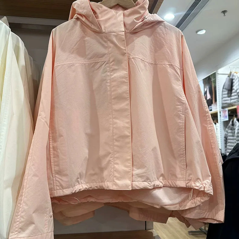 Womens Windproof Hooded Jacket - Casual Outdoor Coat - ZOOMNSTORE