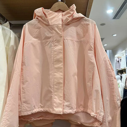 Womens Windproof Hooded Jacket - Casual Outdoor Coat - ZOOMNSTORE