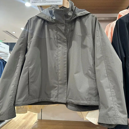 Womens Windproof Hooded Jacket - Casual Outdoor Coat - ZOOMNSTORE