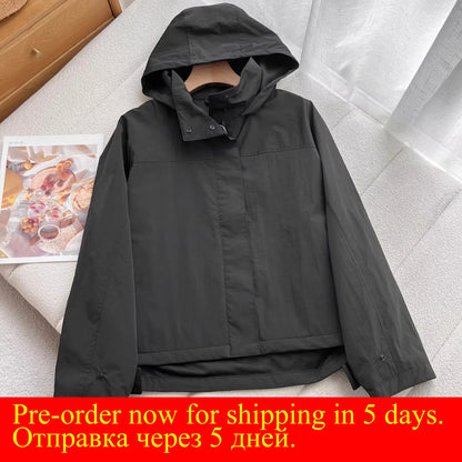 Womens Windproof Hooded Jacket - Casual Outdoor Coat - ZOOMNSTORE
