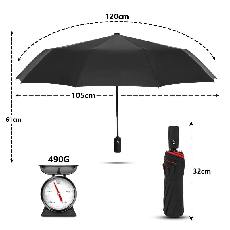 Windproof Double Layer Resistant Umbrella Fully Automatic Rain Men Women 10K Strong Luxury Business Male Large Umbrellas Parasol - ZOOMNSTORE