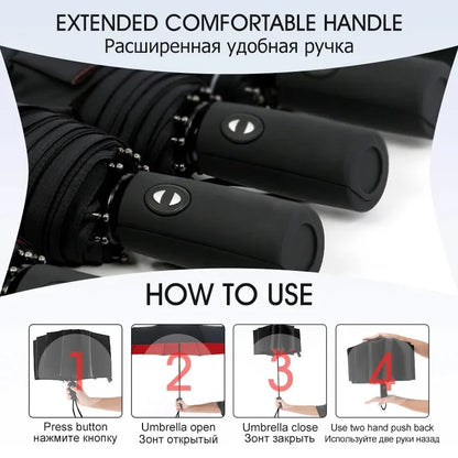 Windproof Double Layer Resistant Umbrella Fully Automatic Rain Men Women 10K Strong Luxury Business Male Large Umbrellas Parasol - ZOOMNSTORE