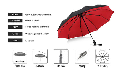 Windproof Double Layer Resistant Umbrella Fully Automatic Rain Men Women 10K Strong Luxury Business Male Large Umbrellas Parasol - ZOOMNSTORE