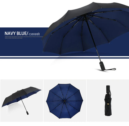 Windproof Double Layer Resistant Umbrella Fully Automatic Rain Men Women 10K Strong Luxury Business Male Large Umbrellas Parasol - ZOOMNSTORE