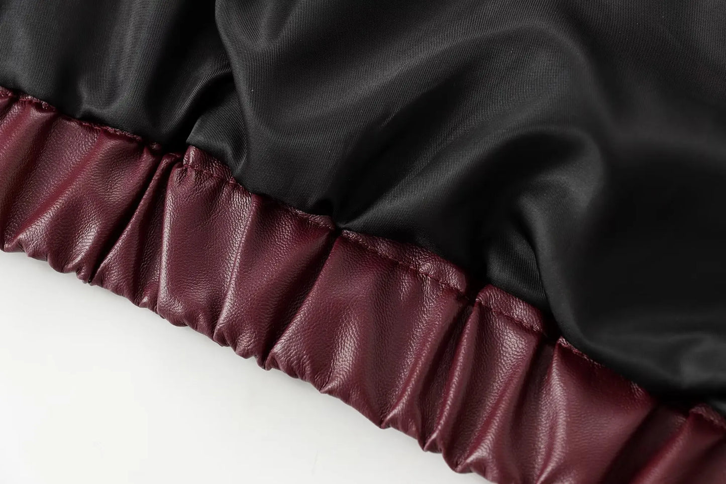 Wine Red Faux Leather Jacket - Womens Thicken Zipper Lapel Coat for Autumn Winter Streetwear - ZOOMNSTORE