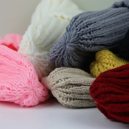 Winter Baby Hat For Kids Warm Knitted Baby Accessories Infant Girl Boy Beanie Cap Solid Color Children Toddler Beanies Bonnet - ZOOMNSTORE