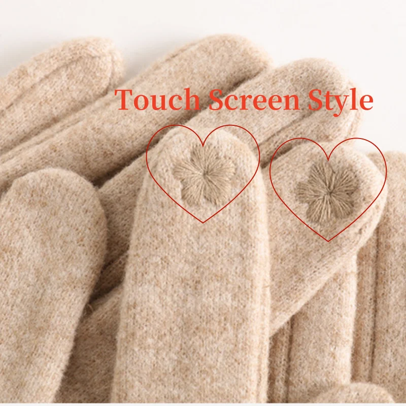 Winter Cashmere Gloves – Warm Touch Screen Full Finger Mittens for Women - ZOOMNSTORE