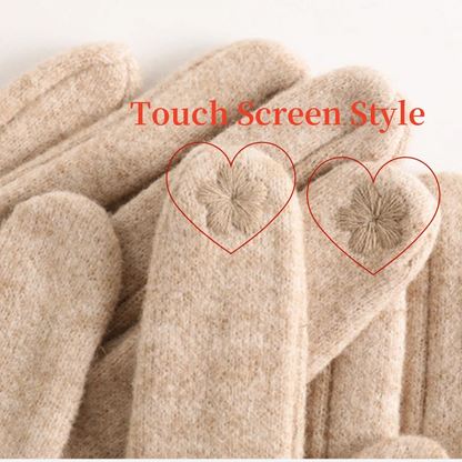 Winter Cashmere Gloves – Warm Touch Screen Full Finger Mittens for Women - ZOOMNSTORE