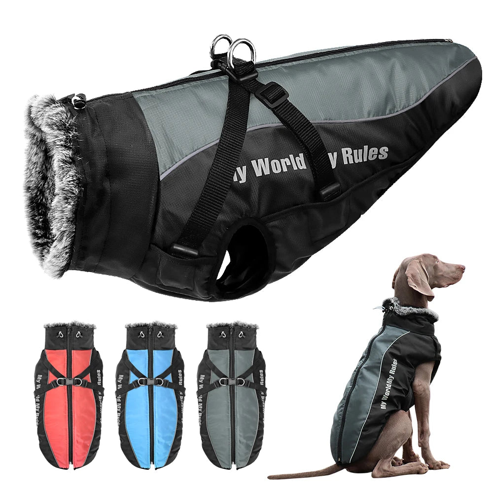 Winter Dog Clothes – Waterproof Dog Coat With Harness, Warm Jacket For Large Dogs - ZOOMNSTORE