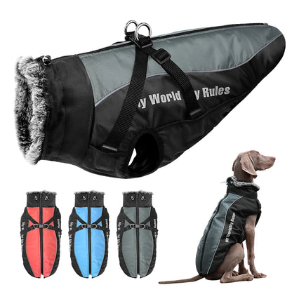 Winter Dog Clothes – Waterproof Dog Coat With Harness, Warm Jacket For Large Dogs - ZOOMNSTORE