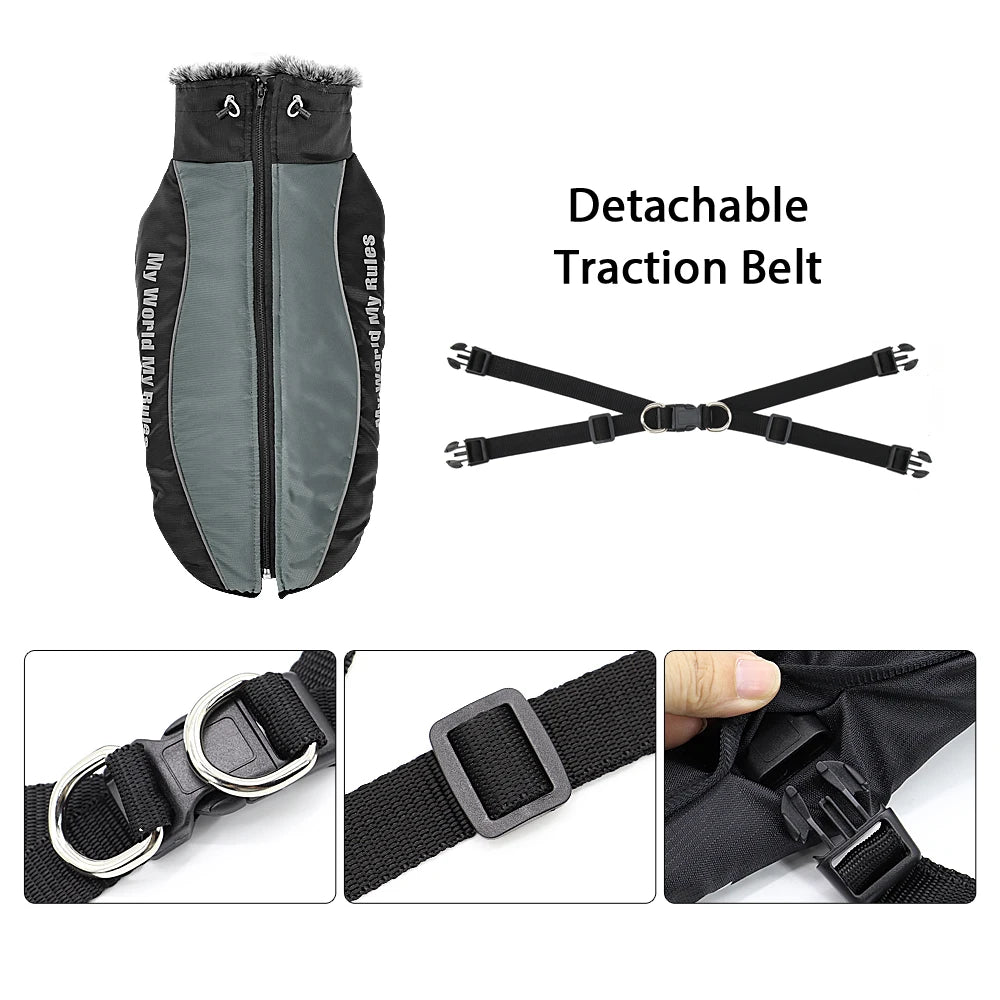 Winter Dog Clothes – Waterproof Dog Coat With Harness, Warm Jacket For Large Dogs - ZOOMNSTORE