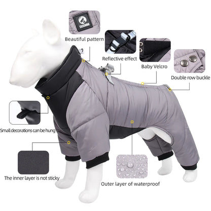 Winter Dog Coat - Reflective Windproof Overall With Cotton Insulation For Dogs - ZOOMNSTORE