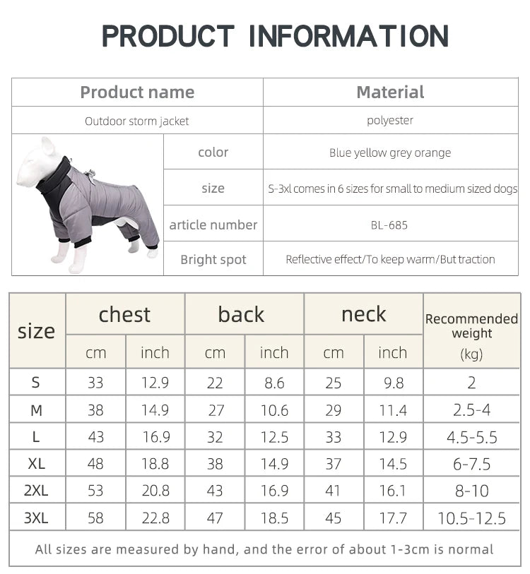 Winter Dog Coat - Reflective Windproof Overall With Cotton Insulation For Dogs - ZOOMNSTORE