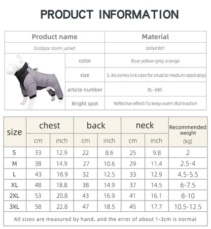 Winter Dog Coat - Reflective Windproof Overall With Cotton Insulation For Dogs - ZOOMNSTORE