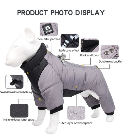 Winter Dog Coat - Reflective Windproof Overall With Cotton Insulation For Dogs - ZOOMNSTORE