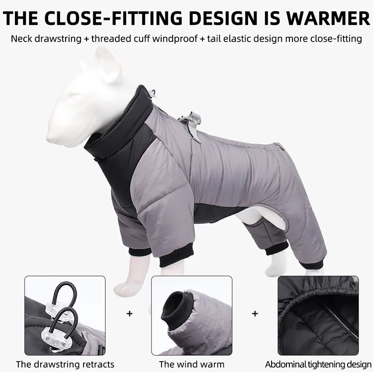 Winter Dog Coat - Reflective Windproof Overall With Cotton Insulation For Dogs - ZOOMNSTORE