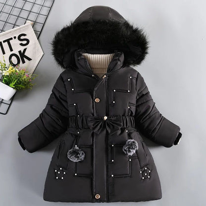 Winter Girls Jacket - Heavyweight Kids Coat With Detachable Hood & Plush Collar - ZOOMNSTORE