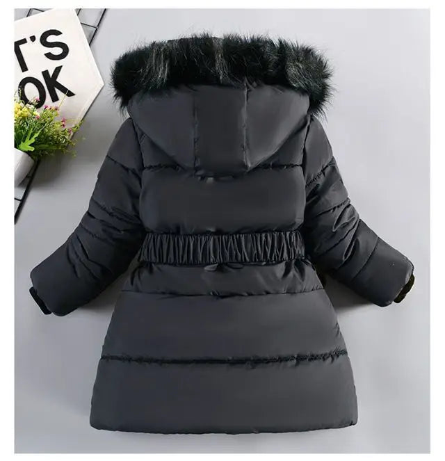 Winter Girls Jacket - Heavyweight Kids Coat With Detachable Hood & Plush Collar - ZOOMNSTORE