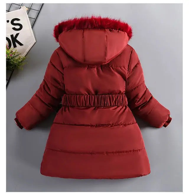 Winter Girls Jacket - Heavyweight Kids Coat With Detachable Hood & Plush Collar - ZOOMNSTORE