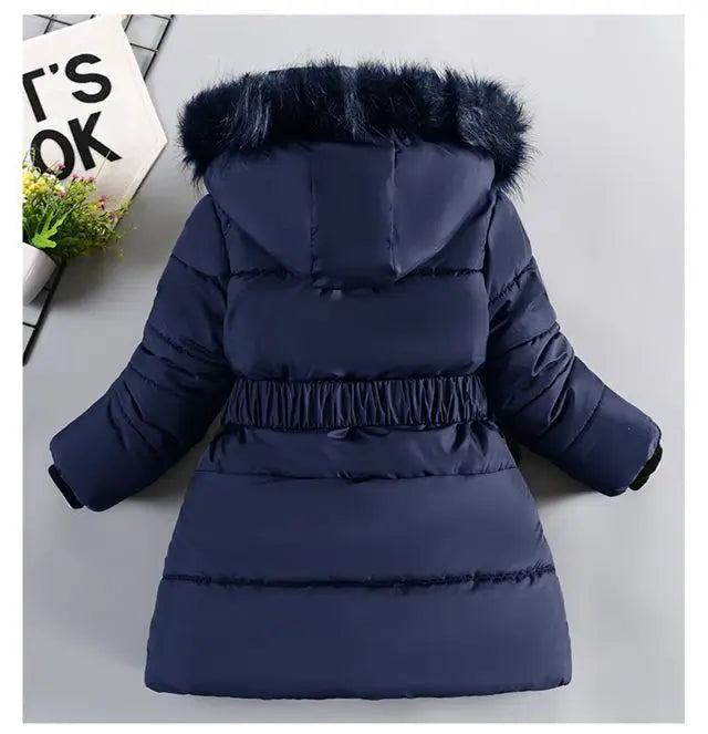 Winter Girls Jacket - Heavyweight Kids Coat With Detachable Hood & Plush Collar - ZOOMNSTORE