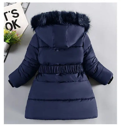 Winter Girls Jacket - Heavyweight Kids Coat With Detachable Hood & Plush Collar - ZOOMNSTORE