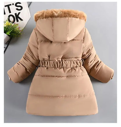 Winter Girls Jacket - Heavyweight Kids Coat With Detachable Hood & Plush Collar - ZOOMNSTORE