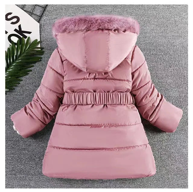 Winter Girls Jacket - Heavyweight Kids Coat With Detachable Hood & Plush Collar - ZOOMNSTORE