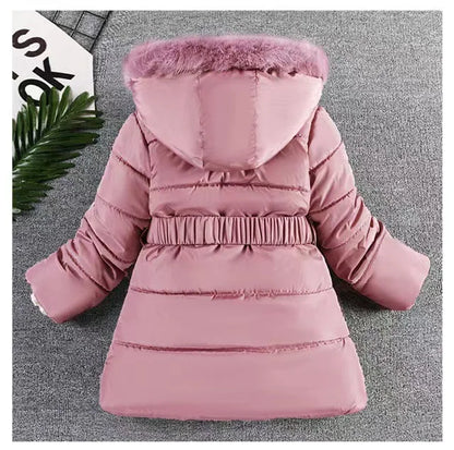 Winter Girls Jacket - Heavyweight Kids Coat With Detachable Hood & Plush Collar - ZOOMNSTORE