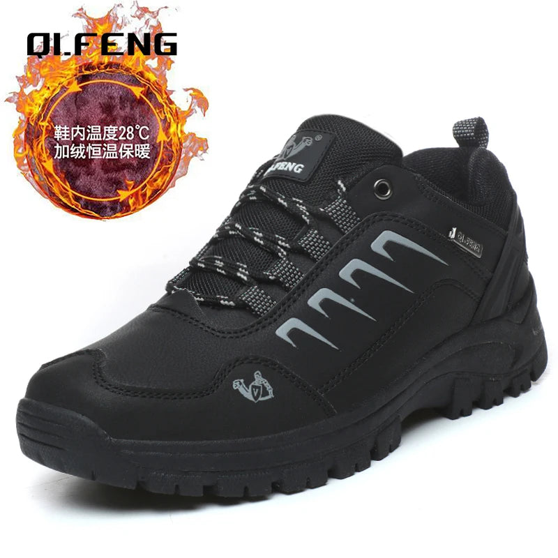 Waterproof Mens Ankle Boots - Casual Fur Hiking Sneakers for Winter - ZOOMNSTORE