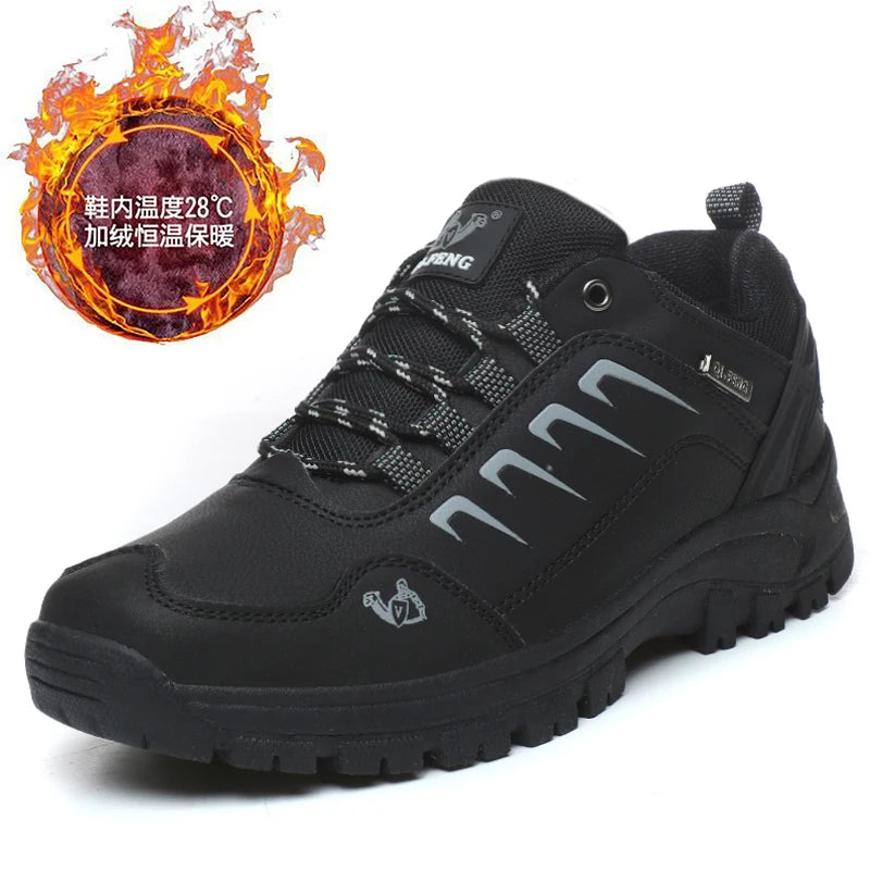 Waterproof Mens Ankle Boots - Casual Fur Hiking Sneakers for Winter - ZOOMNSTORE