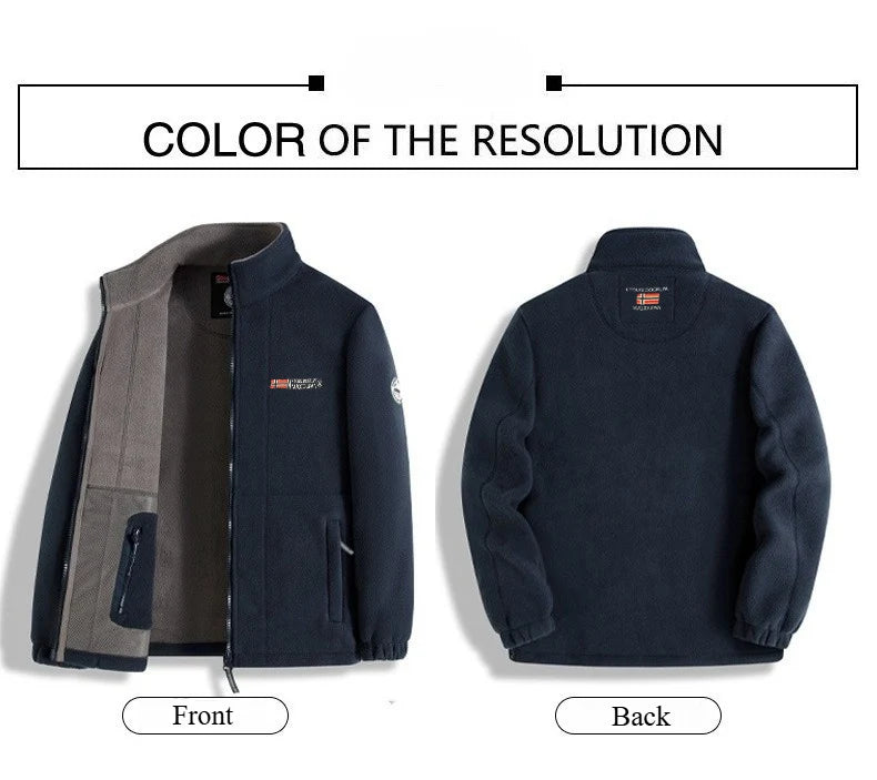 Winter Jacket Men - Thick Polar Fleece Zipper Coat | Warm Casual Outerwear - ZOOMNSTORE