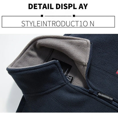 Winter Jacket Men - Thick Polar Fleece Zipper Coat | Warm Casual Outerwear - ZOOMNSTORE