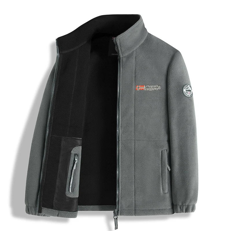 Winter Jacket Men - Thick Polar Fleece Zipper Coat | Warm Casual Outerwear - ZOOMNSTORE