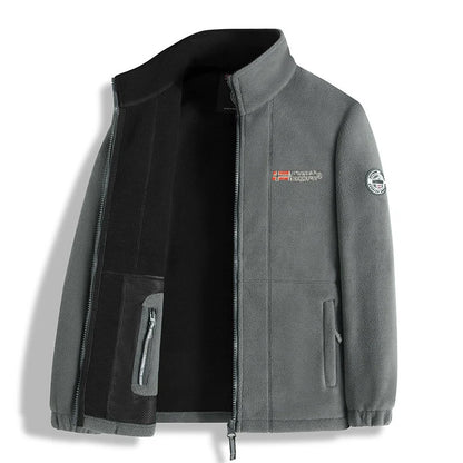 Winter Jacket Men - Thick Polar Fleece Zipper Coat | Warm Casual Outerwear - ZOOMNSTORE
