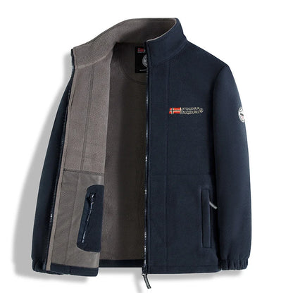 Winter Jacket Men - Thick Polar Fleece Zipper Coat | Warm Casual Outerwear - ZOOMNSTORE