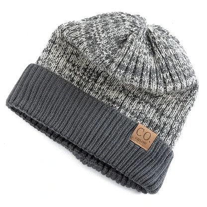 Winter Knitted Hat – Unisex Two-Tone Bucket Cap With Fur Lined Beanie For Men & Women - ZOOMNSTORE