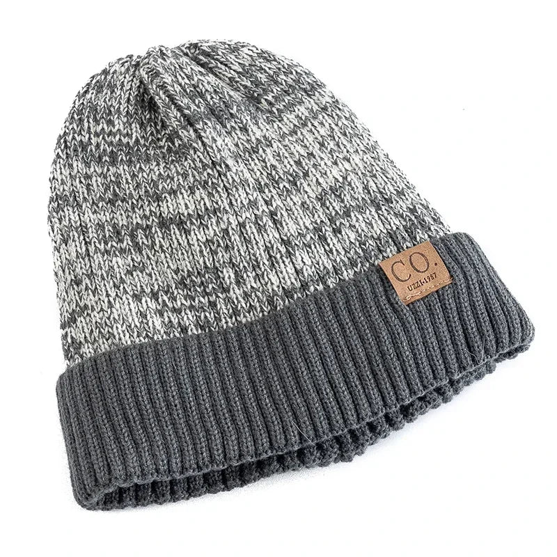 Winter Knitted Hat – Unisex Two-Tone Bucket Cap With Fur Lined Beanie For Men & Women - ZOOMNSTORE